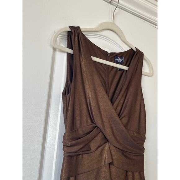 American Living Bronze Metallic Layered Stretch Sheath Dress Size 2 - Picture 2 of 8